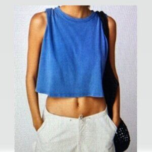 Free People Blue Crop Muscle Tank